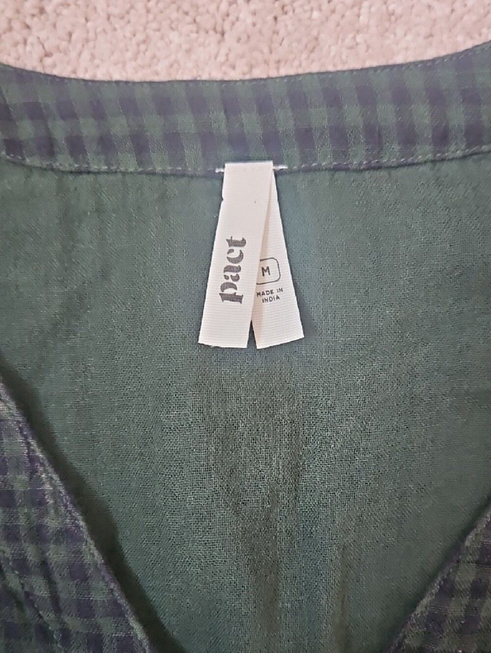 Pact Dark Green Check Button-Front Midi Dress - Picture 2 of 12